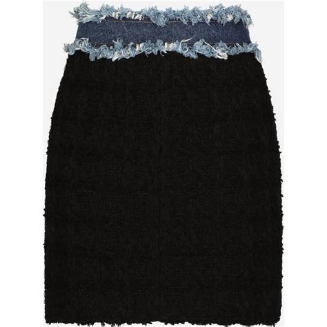 dolce gabbana tweed skirt|Tweed and denim miniskirt .